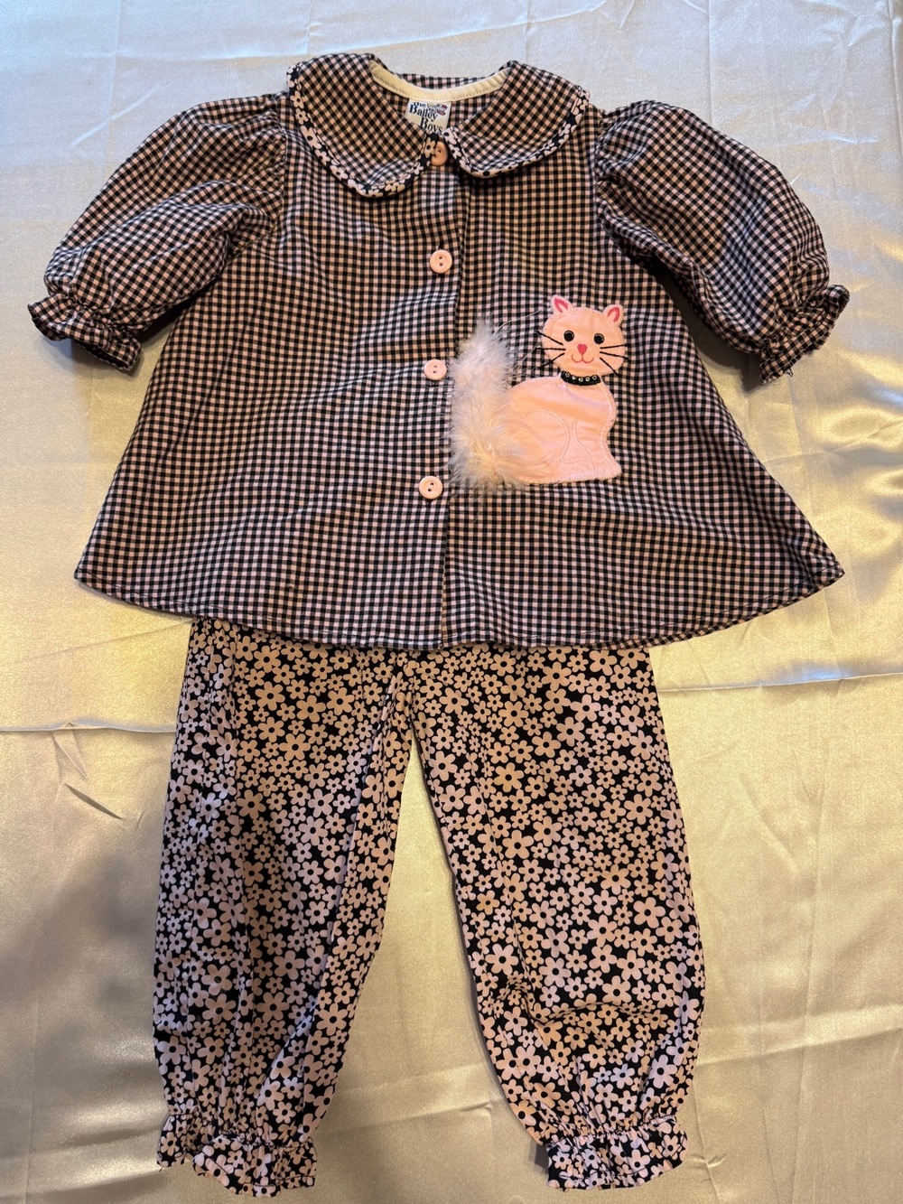 The Bailey Boys Pink & Black Gingham Cat Set - Boutique Size: 12M